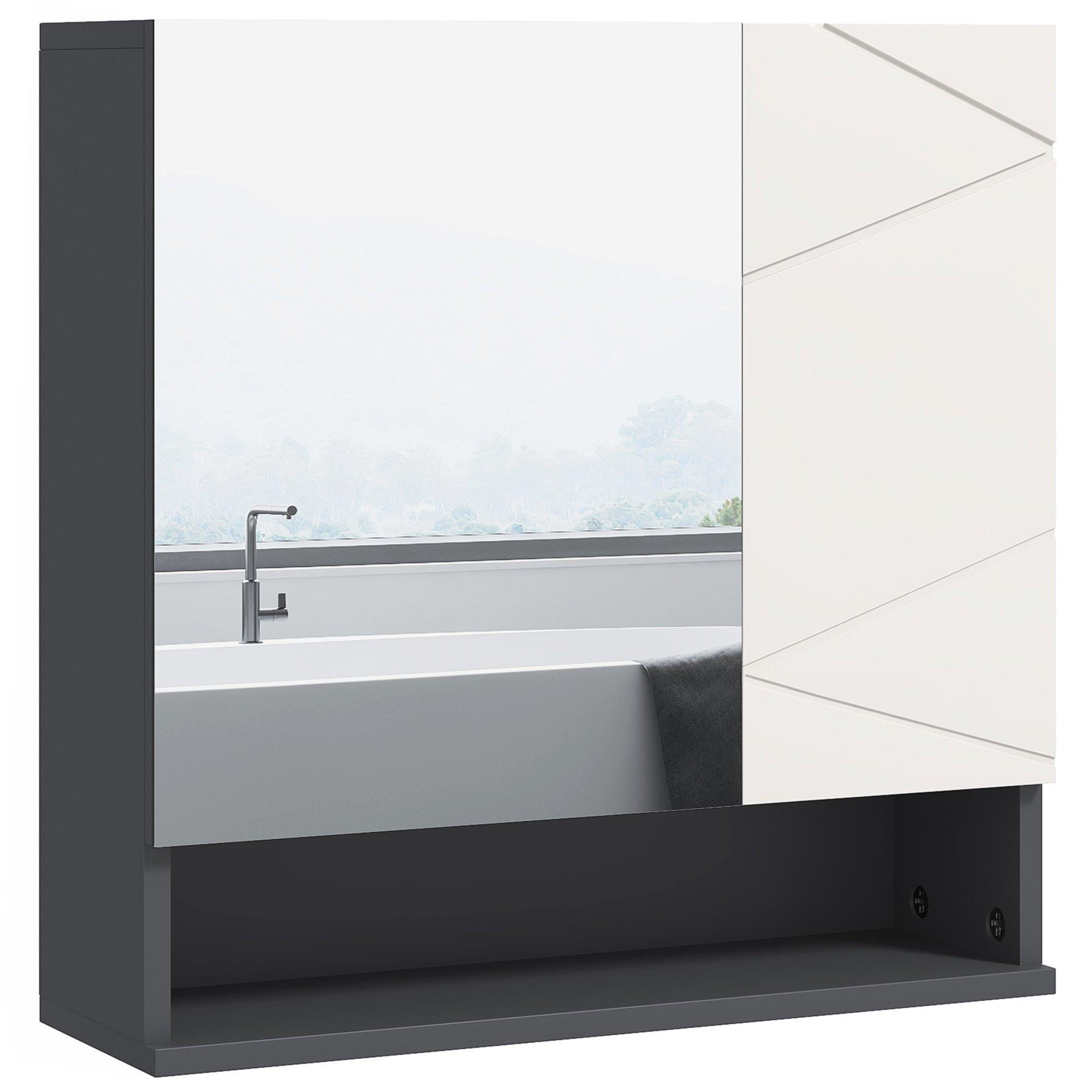 Bathroom Mirror Cabinet with Adjustable Shelves 55W x 17D x 55Hcm Grey